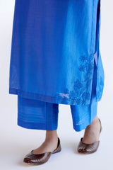 Krithi Shetty in Bright Blue Chanderi Kurta Set with Resham Work Embroidery