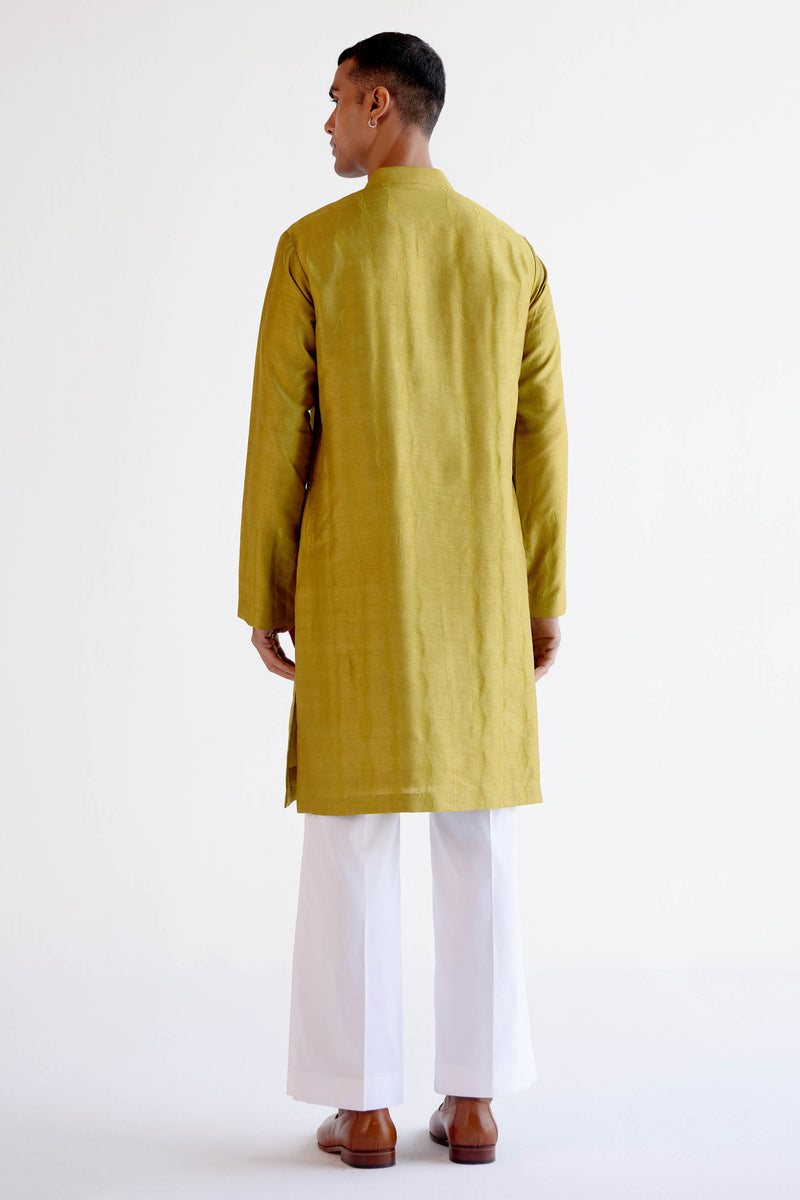 Green Embroidered Summer Tussar Kurta Set