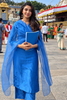 Krithi Shetty in Bright Blue Chanderi Kurta Set with Resham Work Embroidery