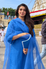 Krithi Shetty in Bright Blue Chanderi Kurta Set with Resham Work Embroidery