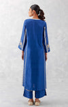 Blue Embroidered Chanderi Kurta Set