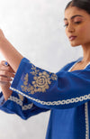Blue Embroidered Chanderi Kurta Set