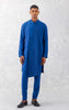 Blue Cotton Silk Blend Pin Tucks Kurta Set
