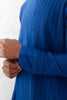 Blue Cotton Silk Blend Pin Tucks Kurta Set