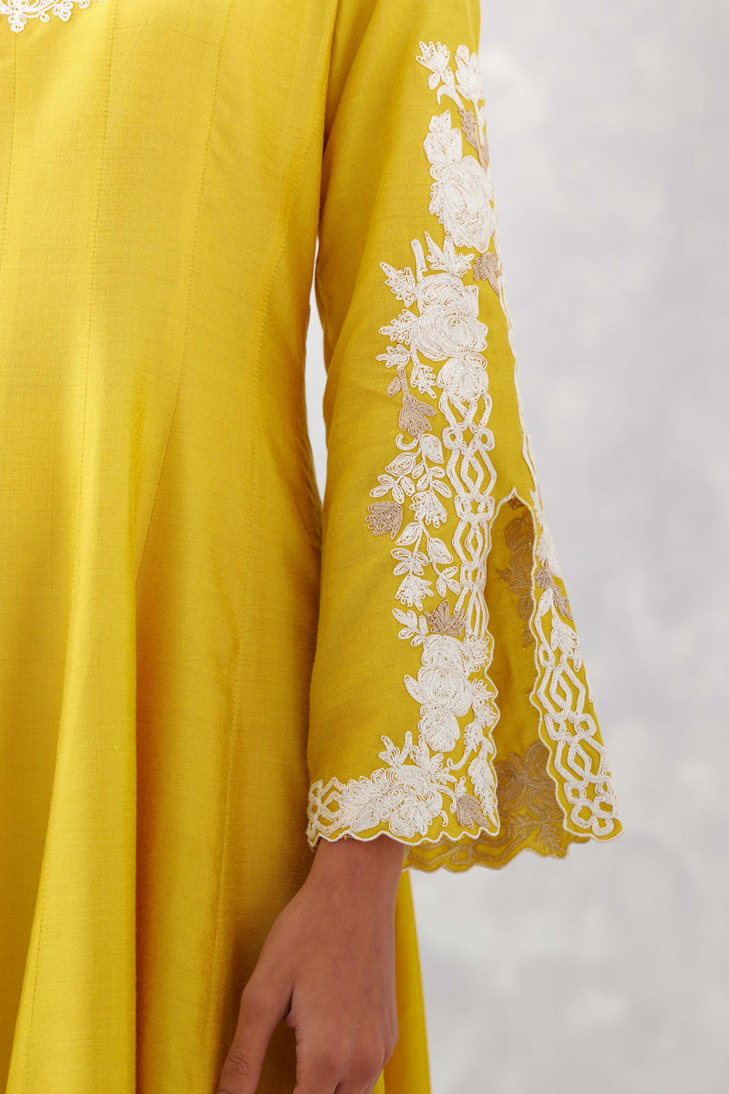 Mustard Yellow Embroidered Anarkali Set