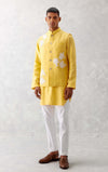 Mango Yellow Kurta with Embroidered Bundi Set