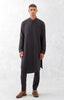 Black Cotton Silk Blend Pin Tucks Kurta Set