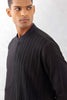 Black Cotton Silk Blend Pin Tucks Kurta Set
