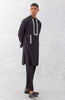 Black Embroidered Woven Chanderi Kurta Set
