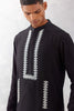 Black Embroidered Woven Chanderi Kurta Set