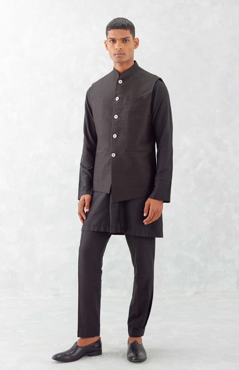 Black Kurta with Bundi Set