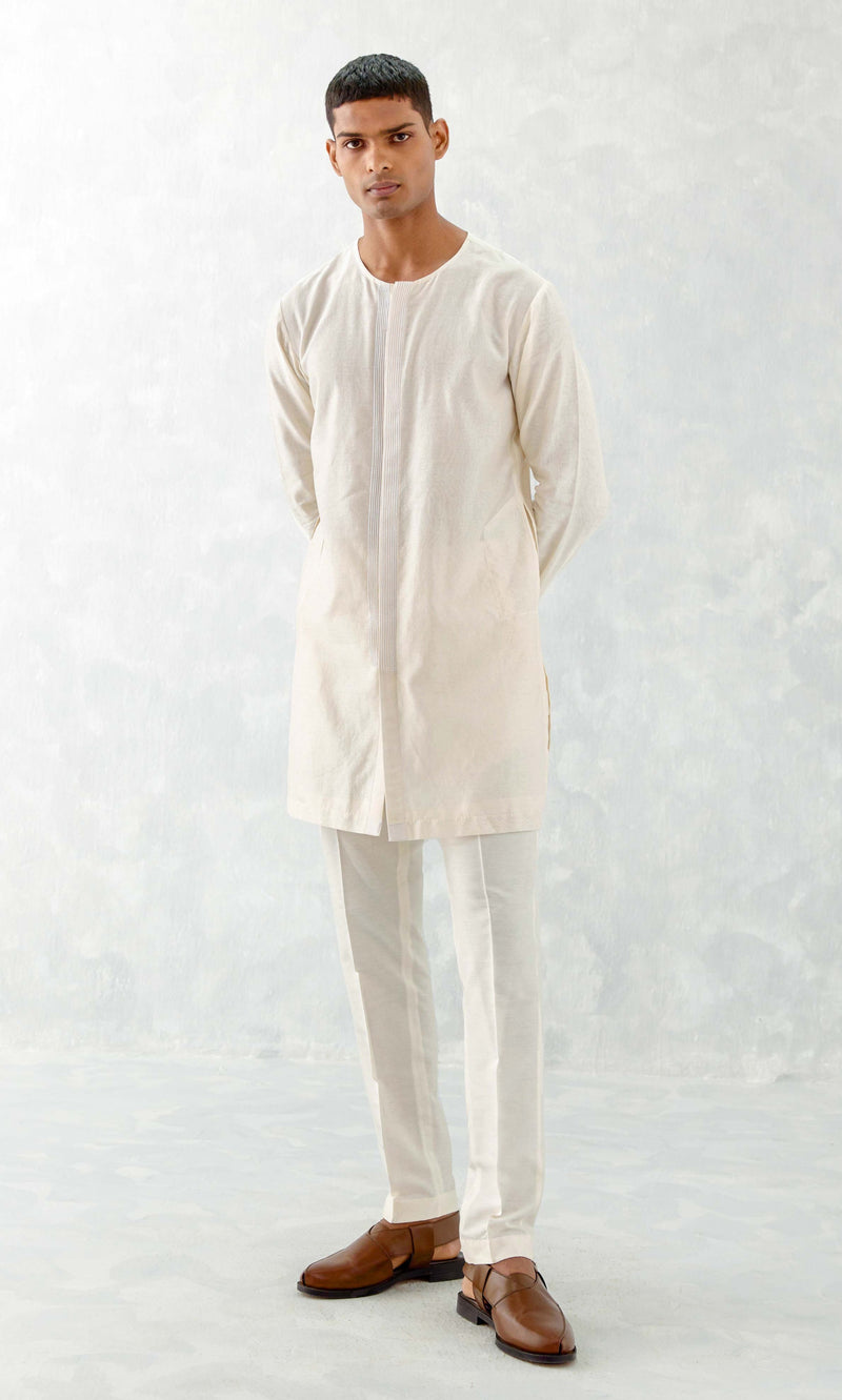 Ivory Kurta with Embroidered Bundi Set