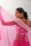 Fuchsia Pink Embroidered Silk Organza Lehenga Set