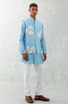 Sky Blue Kurta with Embroidered Bundi Set