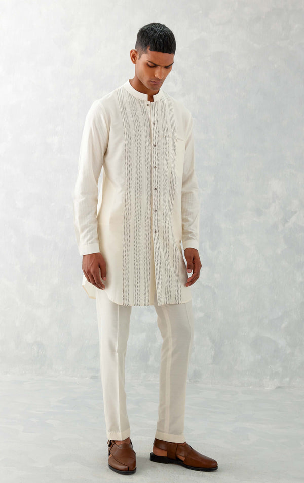 Ivory Pintuck Short Shirt Kurta Set