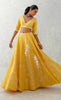 Mango Yellow Floral Embroidered Silk Chanderi Lehenga Set