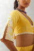 Mango Yellow Floral Embroidered Silk Chanderi Lehenga Set