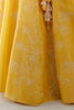 Mango Yellow Floral Embroidered Silk Chanderi Lehenga Set