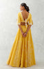 Mango Yellow Floral Embroidered Silk Chanderi Lehenga Set
