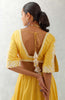 Mango Yellow Floral Embroidered Silk Chanderi Lehenga Set