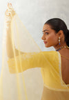 Mango Yellow Floral Embroidered Silk Chanderi Lehenga Set