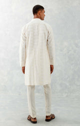 Ivory Ikat Print Chanderi Kurta Set