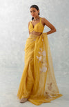 Mango Yellow Embroidered Shimmer Organza Saree