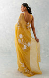 Mango Yellow Embroidered Shimmer Organza Saree
