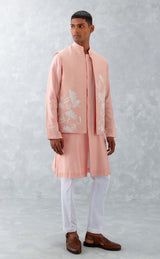 Blush Pink Kurta with Embroidered Bundi Set