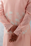Blush Pink Kurta with Embroidered Bundi Set
