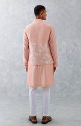 Blush Pink Kurta with Embroidered Bundi Set