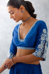 Blue Floral Embroidered Silk Chanderi Lehenga Set