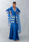 Blue Embroidered Front Slit Sharara Set