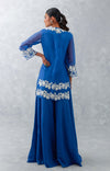 Blue Embroidered Front Slit Sharara Set