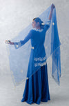 Blue Embroidered Front Slit Sharara Set