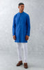 Blue Ikat Print Chanderi Kurta Set