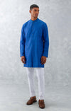 Blue Ikat Print Chanderi Kurta Set