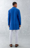Blue Ikat Print Chanderi Kurta Set