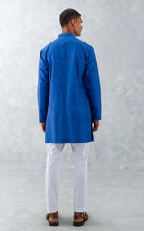 Blue Ikat Print Chanderi Kurta Set
