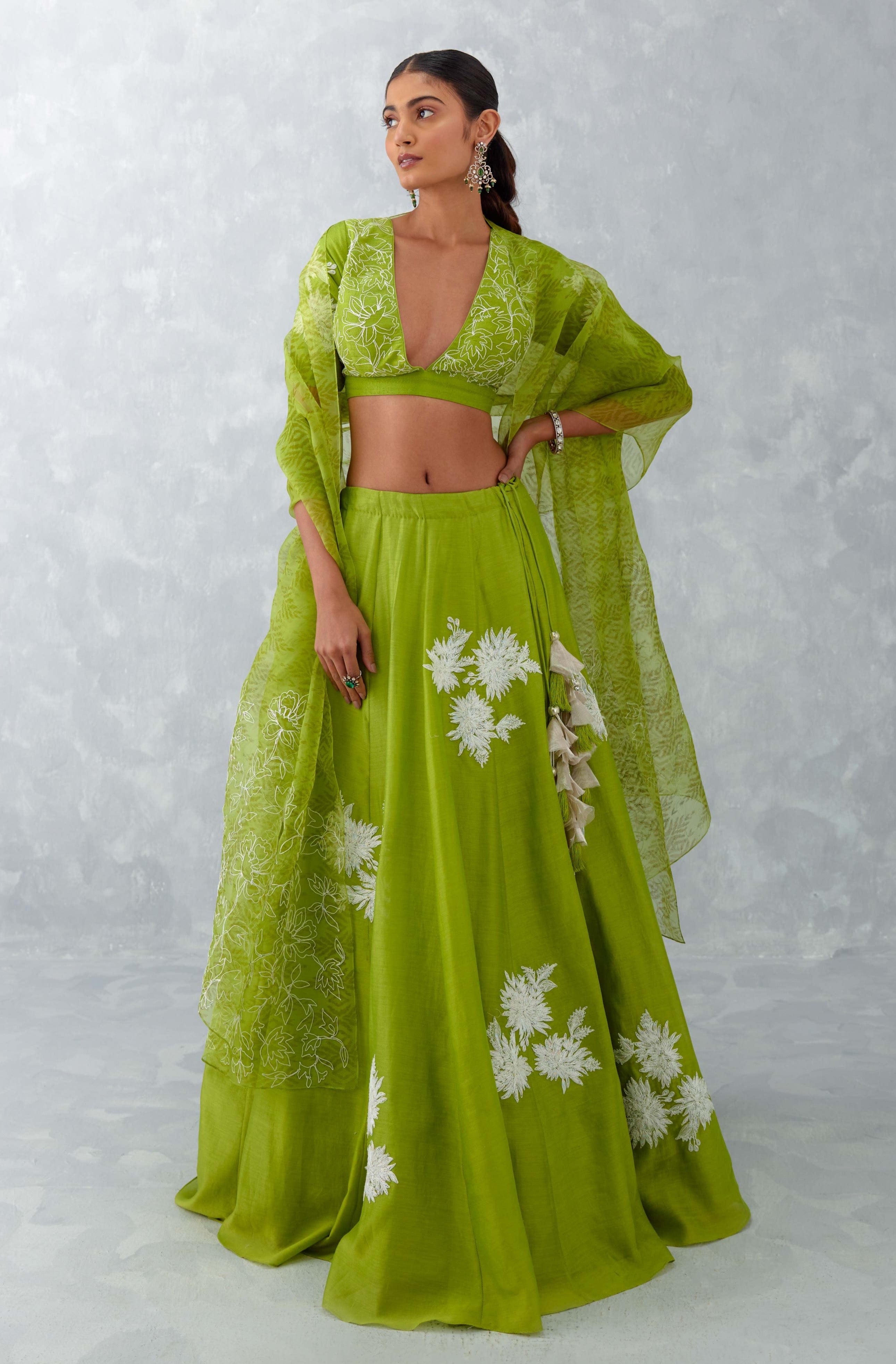 Sabyasachi Lime Green Bollywood Lehenga Choli – Cygnus Fashion