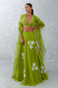 Green Floral Embroidered Chanderi Silk Lehenga Set