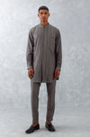 Grey Pin Tucks Short Shirt Kurta Set