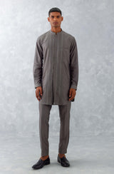 Grey Pin Tucks Short Shirt Kurta Set
