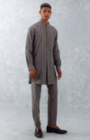 Grey Pin Tucks Short Shirt Kurta Set