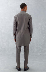 Grey Pin Tucks Short Shirt Kurta Set