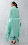Aqua Blue Embroidered Chanderi Kurta Set