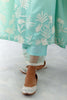 Aqua Blue Embroidered Cotton Silk Satin Kaftan Set