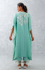 Aqua Blue Embroidered Cotton Silk Satin Kaftan Set
