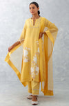 Mango Yellow Embroidered Chanderi Kurta Set (RTS)