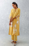 Mango Yellow Embroidered Chanderi Kurta Set (RTS)